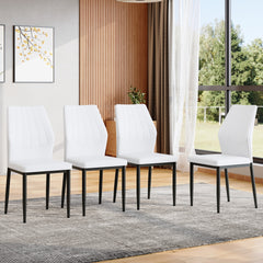 Set of 4 Black - and - White Dining Chairs, 37 inches High: Ergonomic PU Backrest, Combines Comfort and Style.Perfectly blends comfort and elegance, Injecting more comfort and style into dining time.