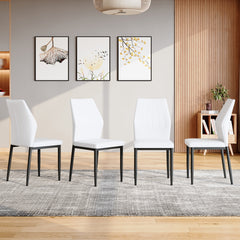 Set of 4 Black - and - White Dining Chairs, 37 inches High: Ergonomic PU Backrest, Combines Comfort and Style.Perfectly blends comfort and elegance, Injecting more comfort and style into dining time.