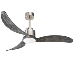 52" Ceiling Fan with LED Light Remote Control,Quiet DC Motor 6 Speed Levels,Adjust Height( 2 PCS Rod) Reversible Ceiling Fan, for Patio Living Room, Bedroom, Office,Indoor.(Nickel +Wood)