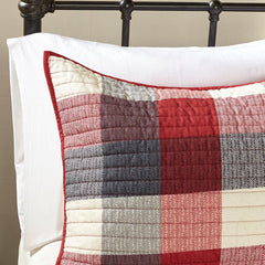 6 Piece Printed Herringbone Quilt Set with Throw Pillows Red Full/Queen
