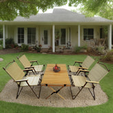 Multi-Function Foldable and Portable Dining Set, 1 Dining Table & 4
Folding Chairs, Indoor and outdoor universal ,Natural