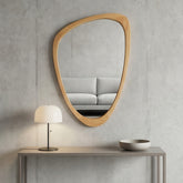 OAK Color 20"x30" Irregular Solid Wood Frame Decorative Mirror,For Bedroom, Bathroom, Living Room, Entryway