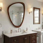 Black Walnut Color 20"x30" Irregular Solid Wood Frame Decorative Mirror,For Bedroom, Bathroom, Living Room, Entryway