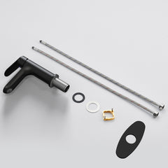 Matte Black Single Handle Bathroom Faucet with Deck For 1 or 3 Holes,Laundry Vanity Sink Faucet with Two 9/16" Hoses