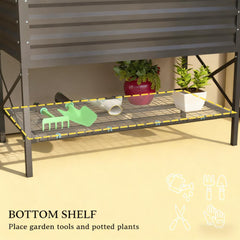 Metal Planter Box,Galvanized Raised Garden Bed,with Legs,Storage Shelf and Bed Liner