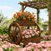 Outdoor Planter,Wooden Wagon Planter Box,3-Tier Raised Garden Bed,for Vegetables Flowers Herbs