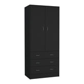 Armoire 71 inch H, with 2 doors, 3 drawers and 1 hanging rod, Black
