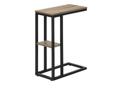 Accent Table, C-shaped, End, Side, Snack, Living Room, Bedroom, Brown Laminate, Black Metal, Contemporary, Modern