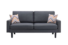 Bari 70"W Dark Gray Linen Sofa with 2 Throw Pillows