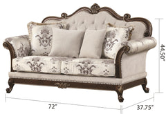 Gloria Traditional Style button tufted Loveseat Ivory