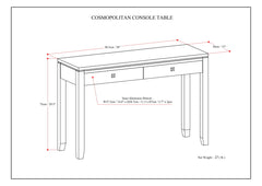 Cosmopolitan 38 inch Wide Solid Wood Console Sofa Table in Mahogany Brown