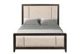 King Upholstered Headboard & Footboard Antique Brown Wood Finish with Traditional Styling