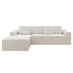 104.3*68.9"Modular sectional sofa seat,Upholstered compressed couch for living room,Bedroom,Apartment,No assembly required,2PC free combination,Plush corduroy fabric,WHITE