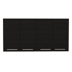 120 Wall Cabinet, Four Doors, Two Cabinets, Two Shelves -Black