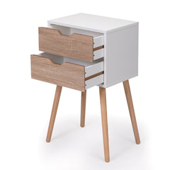 Nightstand with 2 Drawers, Bedside Tables with Solid Wood Legs and Storage, End Table, Side Table, Bedside Furniture for Bedroom, Living Room, White Walnut,2pcs