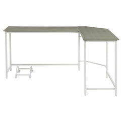 Grey and White L-shape Computer Desk