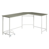 Grey and White L-shape Computer Desk