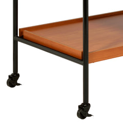 Honey Oak and Black Serving Cart with Stemware Rack