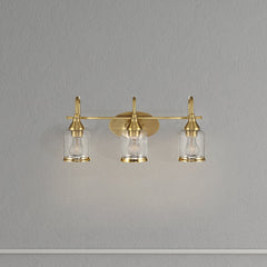 Twilight Brushed Gold Contemporary Vanity Light with Clear Glass, 22"W × 10"H × 7.48"E Dining Room Lighting Fixtures Hanging, Dining Light for Bedroom, Foyer, Hall, Kitchen, Living Room and Entryway