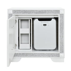 Soulmarie White Nightstand with Cooler and Speaker