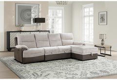 KIA BEIGE/BROWN SECTIONAL WITH PO AND USB