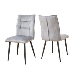 Modern Velvet Dining Chairs 2-Piece Set-Soft Cushioned Seats with Iron Frames in Mustard Light Gray