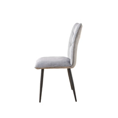 Modern Velvet Dining Chairs 2-Piece Set-Soft Cushioned Seats with Iron Frames in Mustard Light Gray