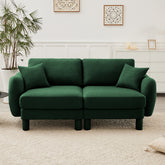 Boucle Fabric 2-seater Loveseat Sofa Couch Distinctive Shell-shaped Armrests,Cylindrical Legs Wrapped with Self-fabric,Green Color