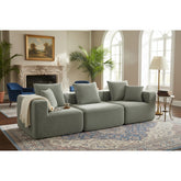 Modular 3-Seat Sectional Sofa, All-Foam Deep-Seat Couch with Plush Textured Chenille, Compressed Shipping & Tool-Free Setup, Low-Profile Design for Small Spaces, 111" W × 37" D × 23.6" H-Light Green