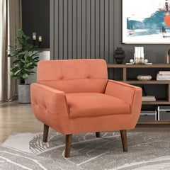 Orange Color Accent Chair Upholstered Velvet Cushion Seat Back Tufted Contemporary Living Room Furniture 1pc