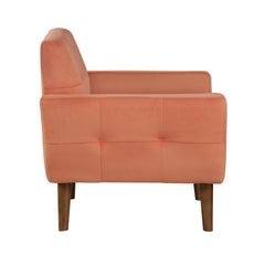 Orange Color Accent Chair Upholstered Velvet Cushion Seat Back Tufted Contemporary Living Room Furniture 1pc