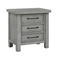 Transitional Antique Gray Finish Nightstand of 3x Drawers Classic Bedroom Furniture 1pc Bedside Cabinet