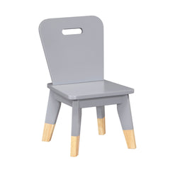 Gray Finish 5-Piece Pack Children Table and Chairs Set Sturdy Wood Frame Furniture, Small Play Table with Chairs