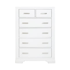 Modern White Finish Storage Chest with 6-Drawers Smooth Glides Transitional Bedroom Furniture 1pc Vertical Dresser