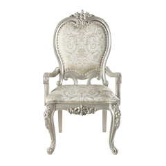 Bently Fabric & Champagne Finish Arm Chair (Set of 2)