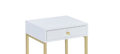 Coleen White & Brass Finish Accent Table