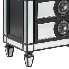 Varian II Mirrored, Black & Sliver Finish Nightstand