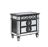 Varian II Mirrored, Black & Sliver Finish Nightstand