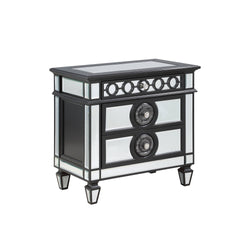 Varian II Mirrored, Black & Sliver Finish Nightstand