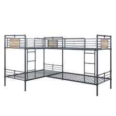 Cordelia Sandy Black, Dark Bronze Hand-Brushed Finish Quadruple Twin Bunk Bed