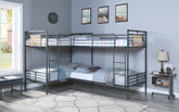 Cordelia Sandy Black, Dark Bronze Hand-Brushed Finish Quadruple Twin Bunk Bed