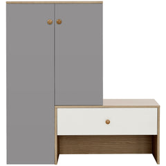 12 Pair Shoe Storage Organizer with Bench, 43.25''H Shoe Cabinets, Shoe Rack with 6-Tier Adjustable Shelves, for Entryway Hallway Closet, White & Gray