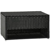 Outsunny Outdoor Deck Box & Shoe Storage, PE Rattan Wicker Towel Rack with Liner for Indoor, Outdoor, Patio Furniture Cushions, Pool, Toys, Garden Tools, Black