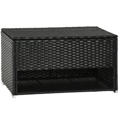 Outsunny Outdoor Deck Box & Shoe Storage, PE Rattan Wicker Towel Rack with Liner for Indoor, Outdoor, Patio Furniture Cushions, Pool, Toys, Garden Tools, Black