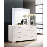 Dulcey White High Gloss 6-drawer Dresser with LED Mirror