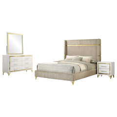Malcolm Beige and White 4-piece Eastern King Bedroom Set