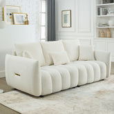 MH 79.5" Premium Teddy fabric Sofa with 3 Back Pillows and 3 back Cushions Solid Wood Frame 3-Seater Sofa, Oversized Upholstered Chair for Living Room, Bedroom, Apartment and Office