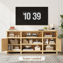 Highboy TV Stand, LED TV Stand for 80-inch TVs, Media Console Entertainment Center with Storage for Living Room, Oak