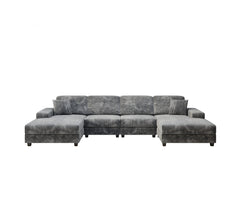 Convertible U-shaped Combination Sofa, Corduroy Fabric, Modern Comfortable Large Size 4 Seat Sofa, Living Room Double Lounge Chair , Dark Grey