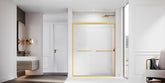 Sliding Shower Glass Door 44-48 in. W x 72 in. H, Adjustable Semi Frameless Shower Door, Certified Thick Clear Clear Tempered Glass, 304 Stainless Steel Handles, Brushed Gold